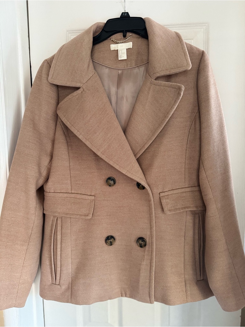 Women’s Wool-Blend Double-Breasted Peacoat - Beige